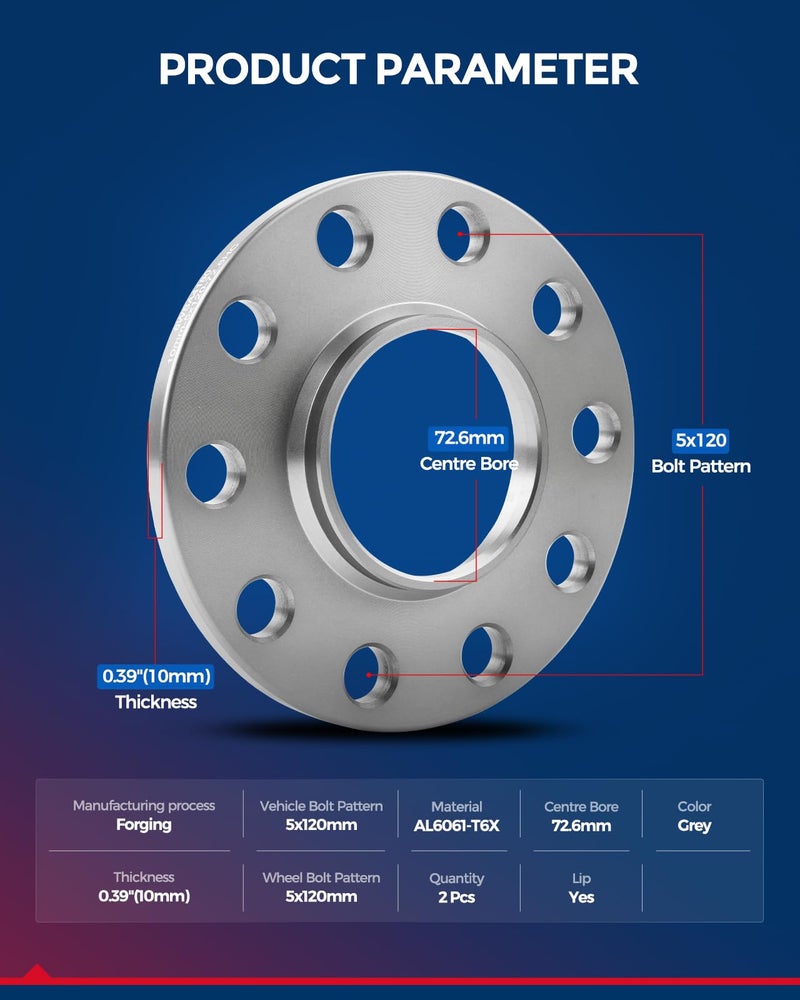 KAX 5x120 Wheel Spacers 10mm Hub Centric Wheel Spacers fit for 328i  X3  325i  335i  330i  528i  320i  535i  X1  325Ci  323i  330Ci  X5  with 72.6mm Hub Bore 2Pcs - Image 2